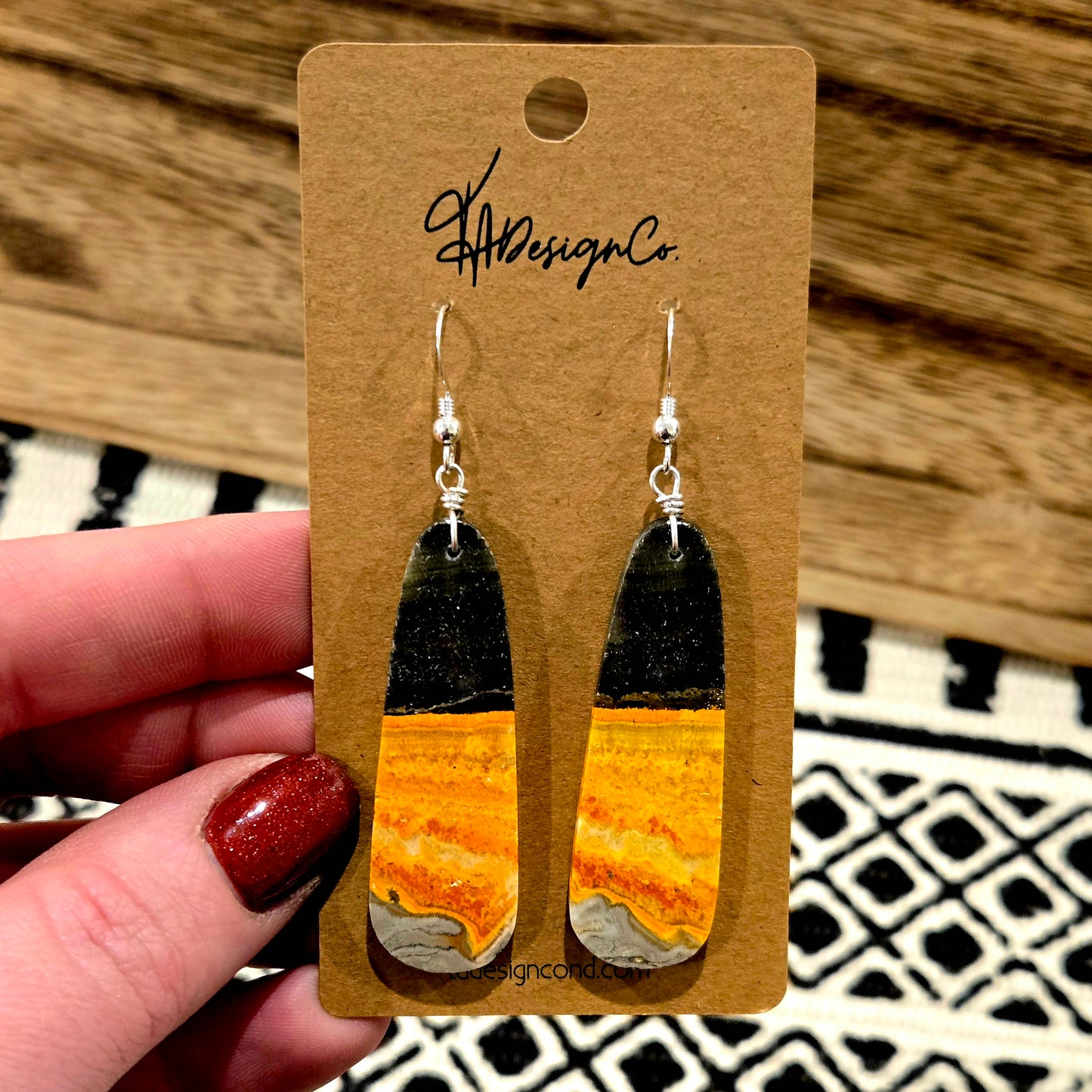 Bumble Bee Jasper Slab Earrings