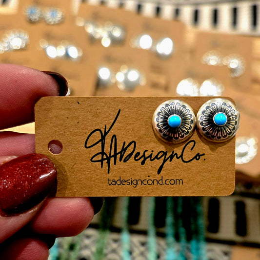 Flower Stamped Concho Mini Studs