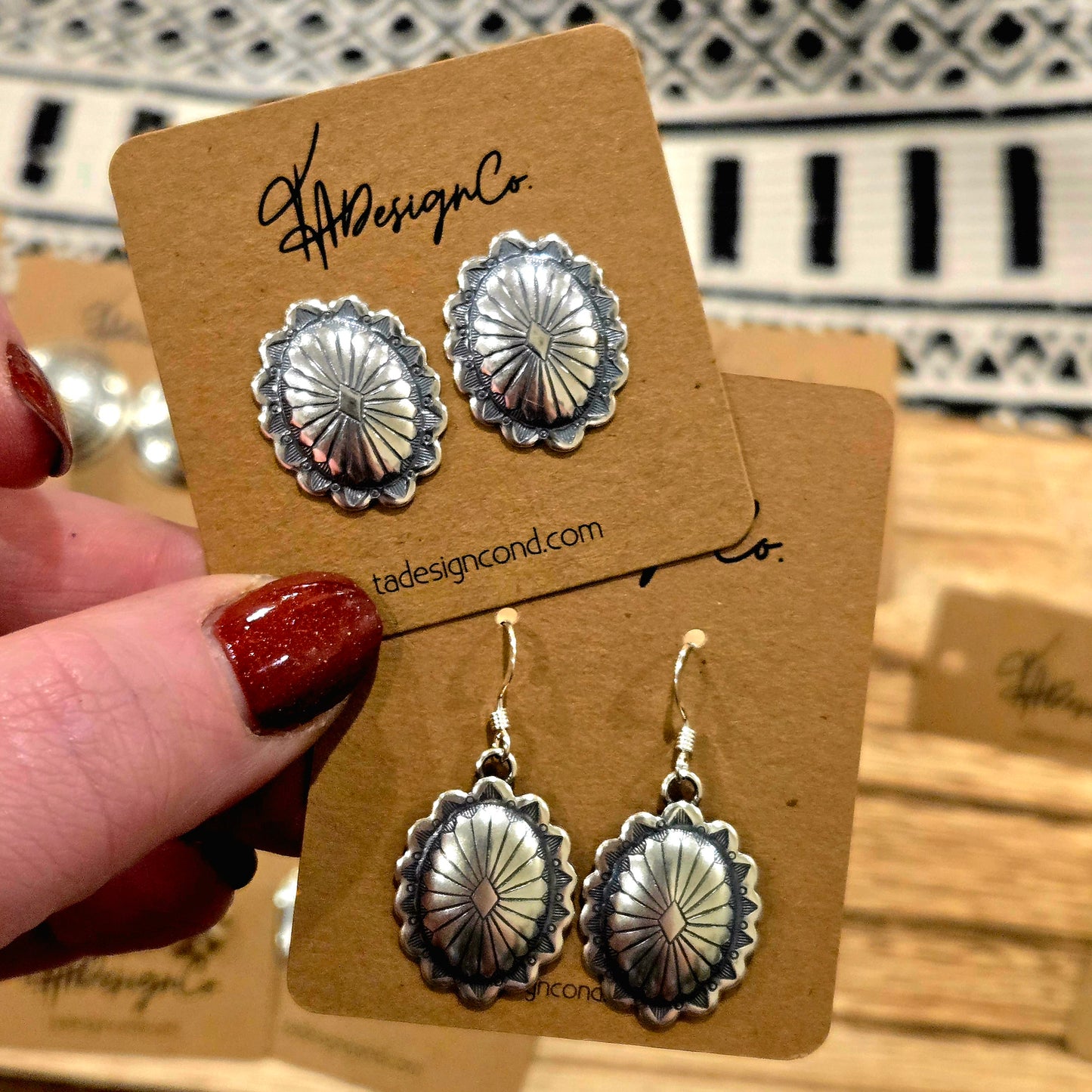 Oval Stamped Concho Earrings