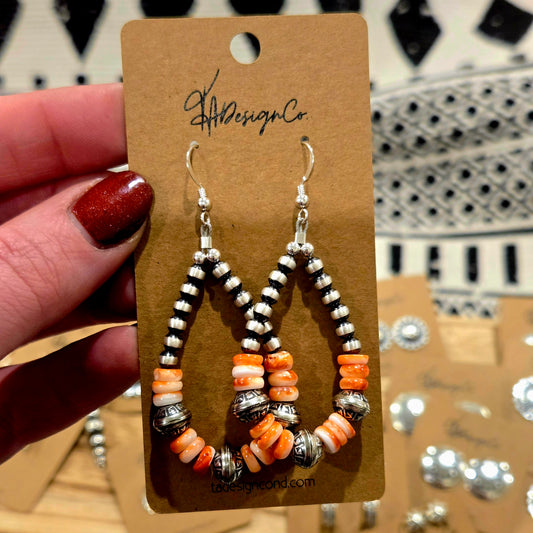 Stamped Desert Pearl Hoops with Spiny