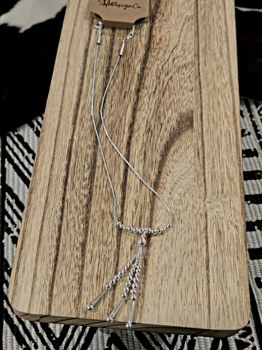 Liquid Silver Tassle Necklace