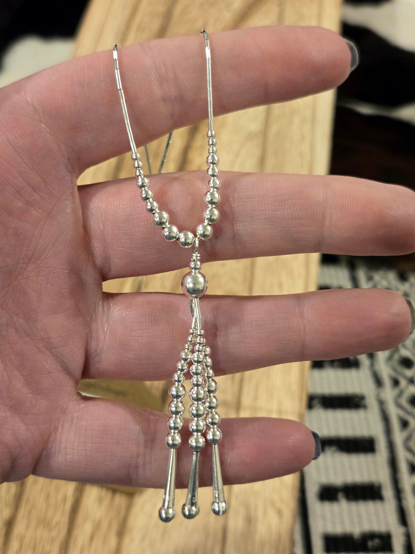 Liquid Silver Tassle Necklace