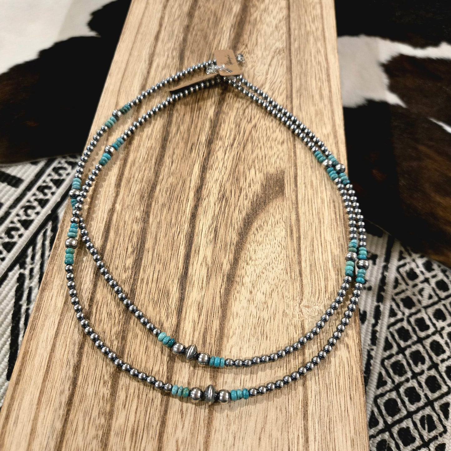 Sterling Silver Pearl and Turquoise Necklace