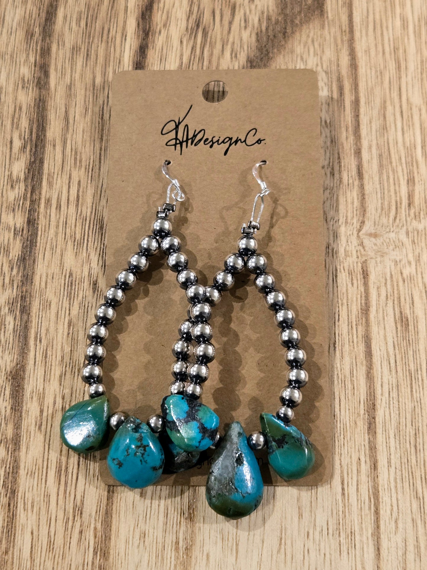 Desert Pearl Hoop with Chunky Turquoise