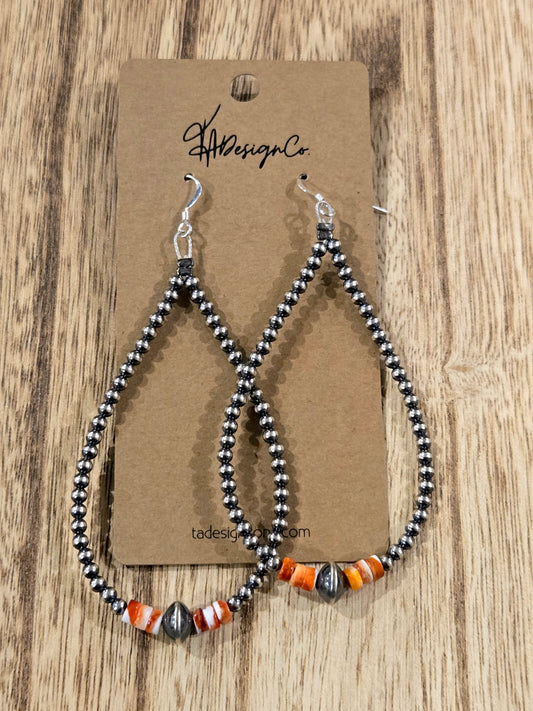 Desert Pearl and Spiny Oyster Dangle Hoop Earring