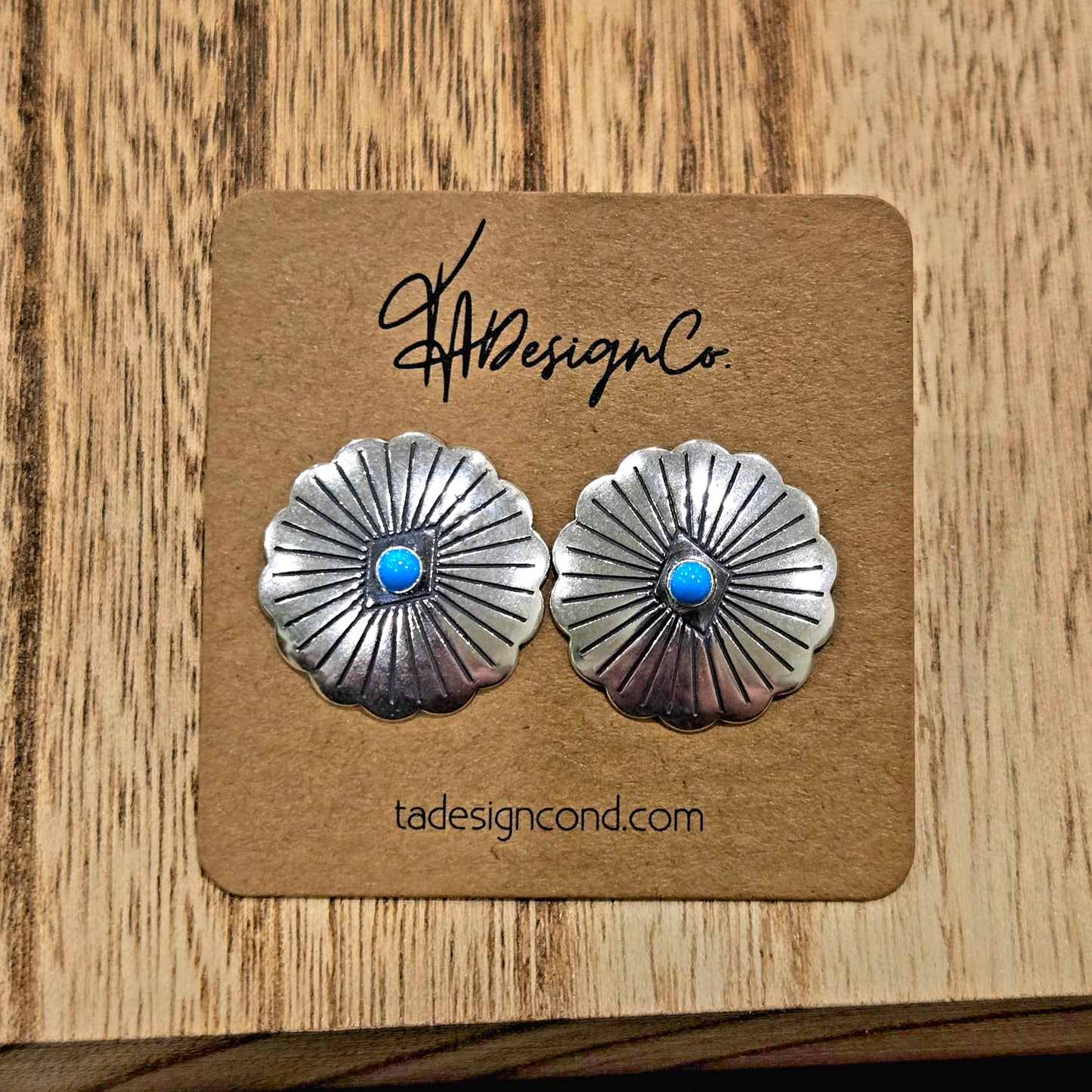 Sterling Silver Diamond Stamped Concho Studs