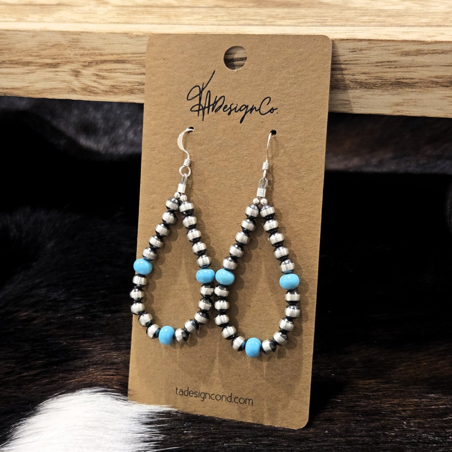 Desert Pearl & Turquoise Hoops