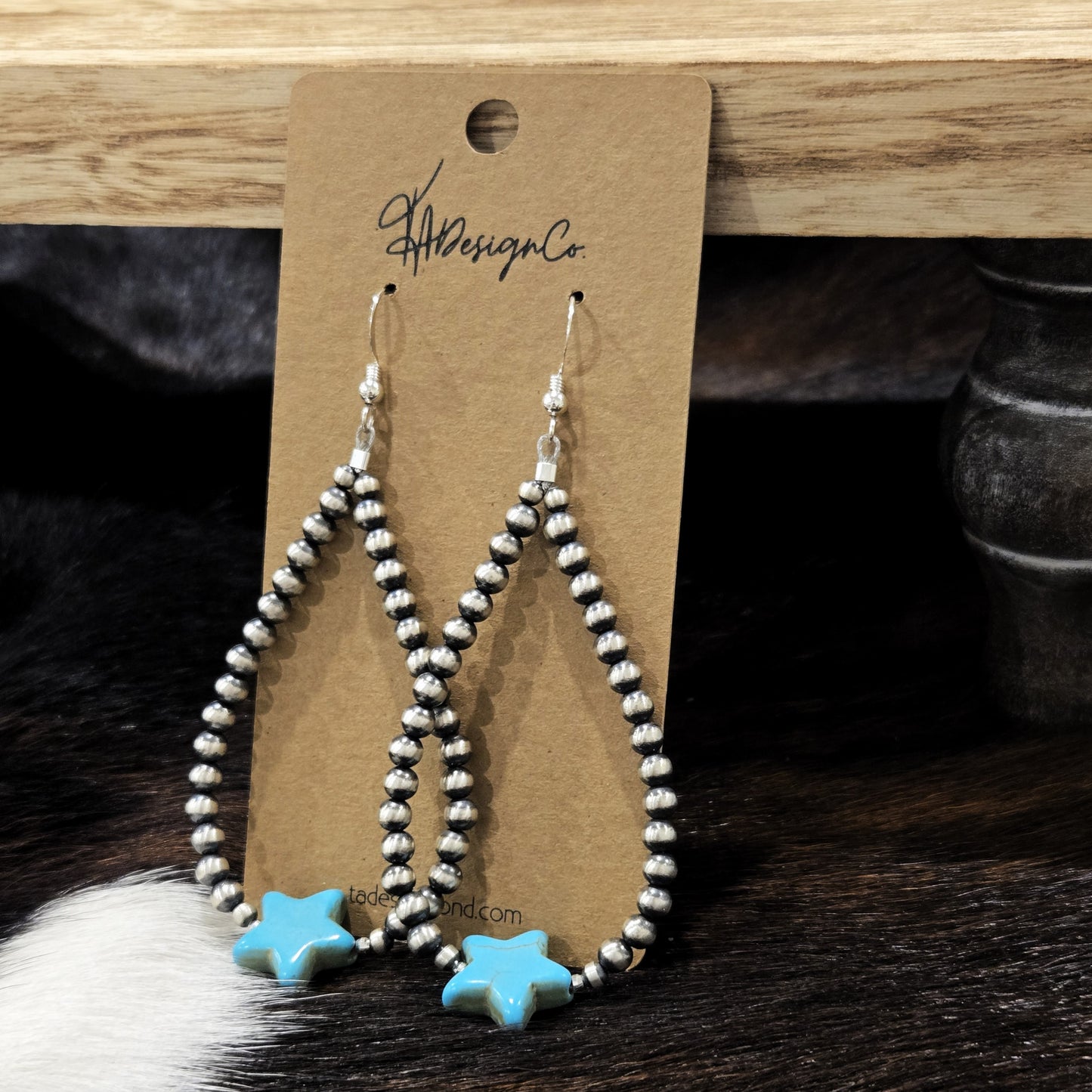 Desert Pearl & Turquoise Star Hoops