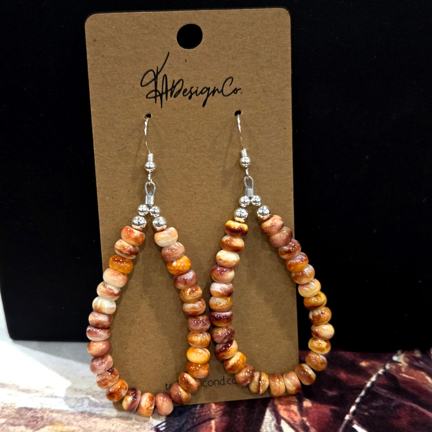 Spiny Oyster Shell Beaded Hoop Earrings