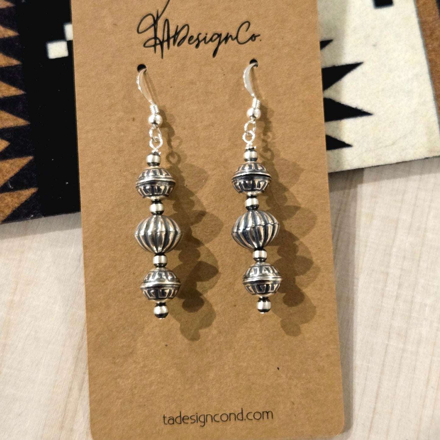 Desert Pearl Stamped Bead Earrings