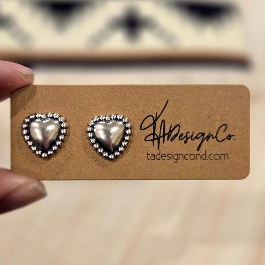 Sterling Silver Puff Heart Studs