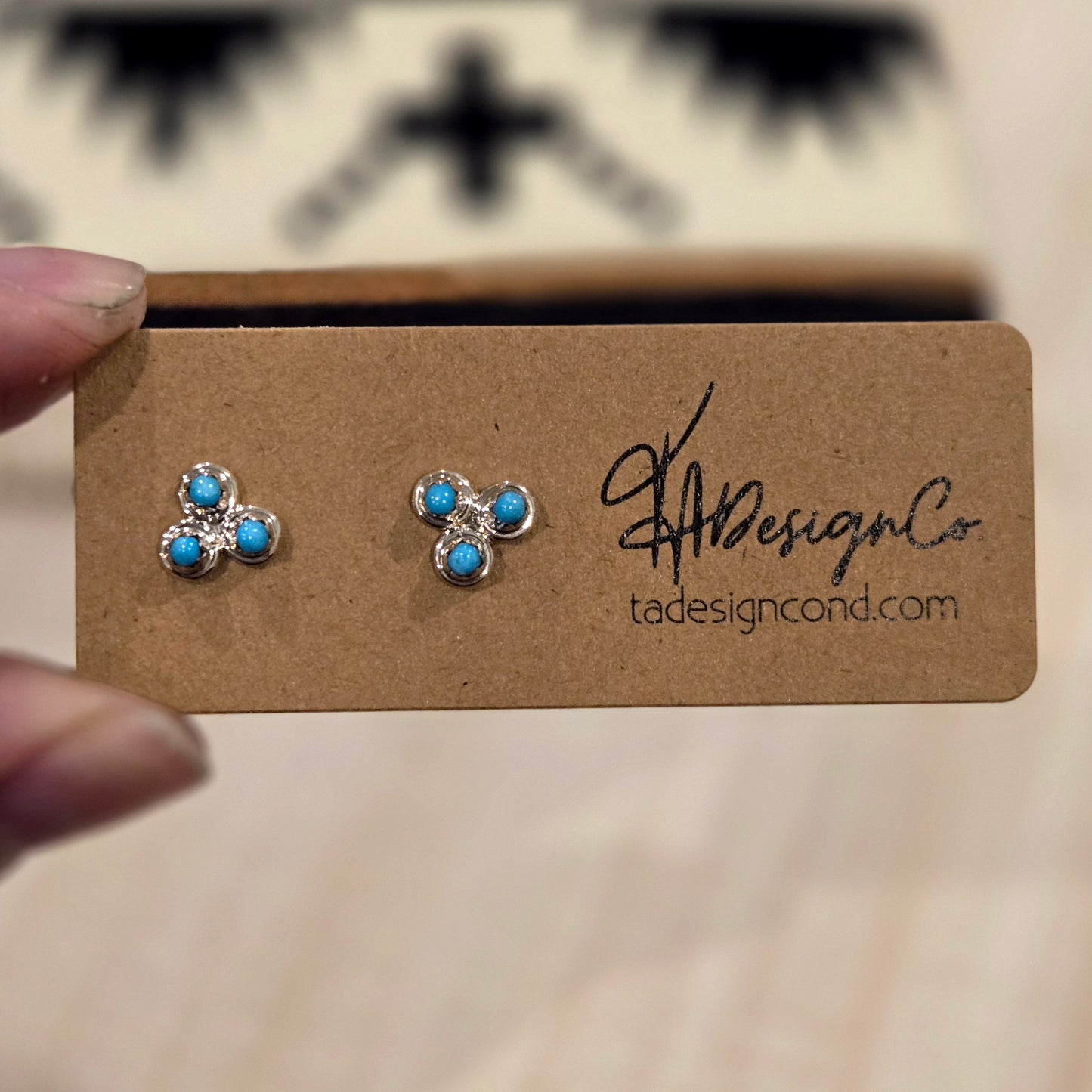 3 Stone Turquoise Studs
