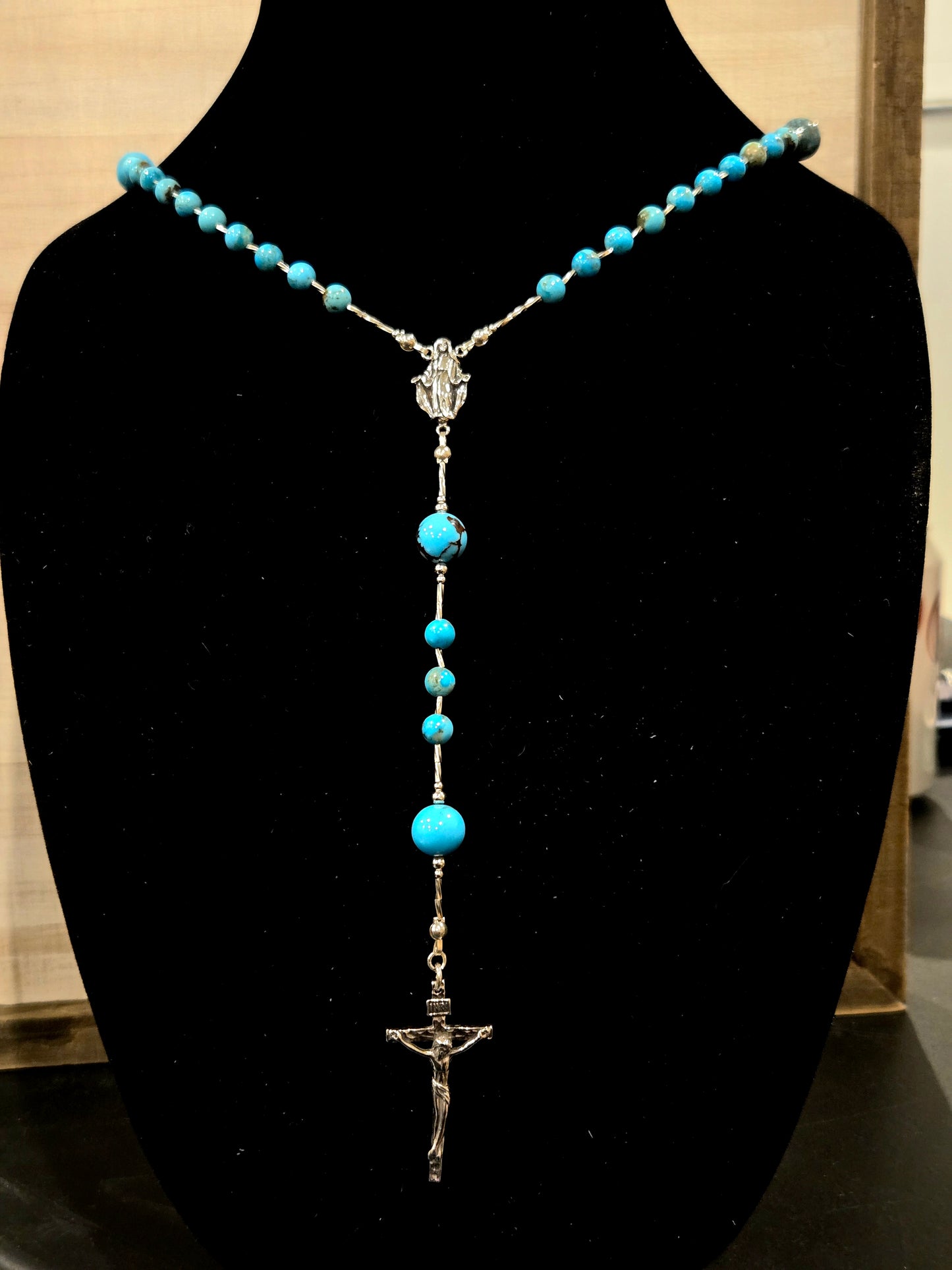 Prince Turquoise & Sterling Silver Beaded Rosary
