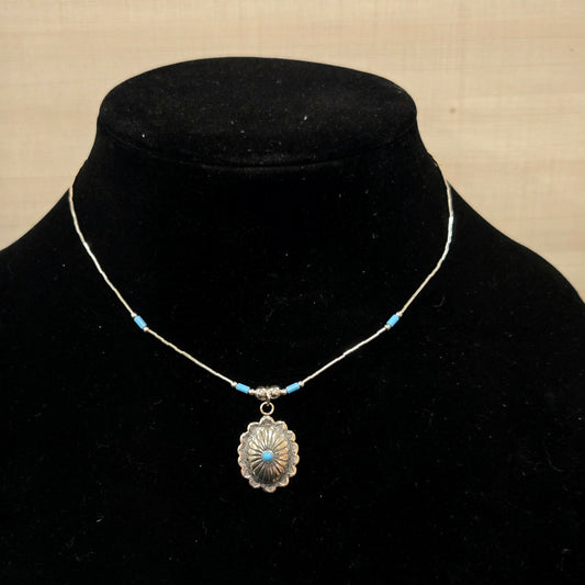 Liquid Silver & Turquoise Concho Necklace
