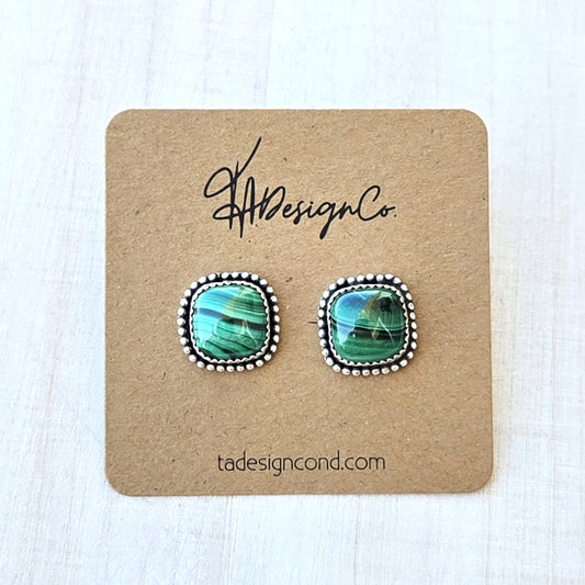 Malachite Cushion Studs