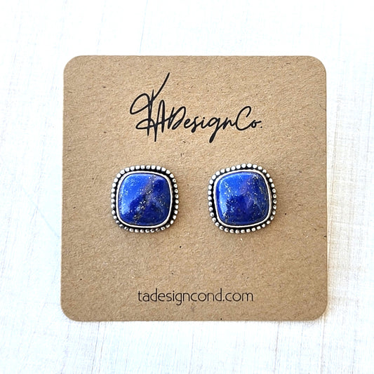 Lapis Cushion Studs