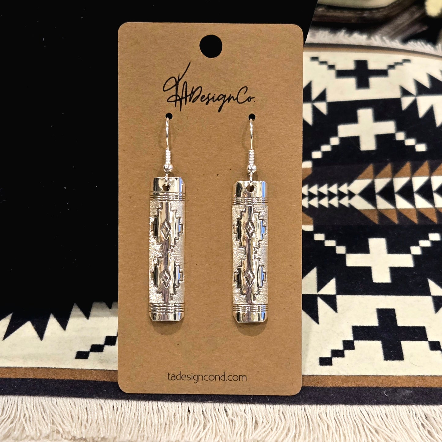 Stamped Long Dangle Earrings