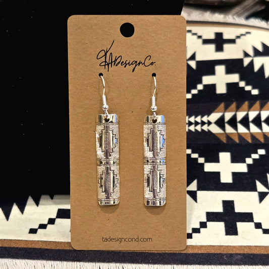 Stamped Long Dangle Earrings