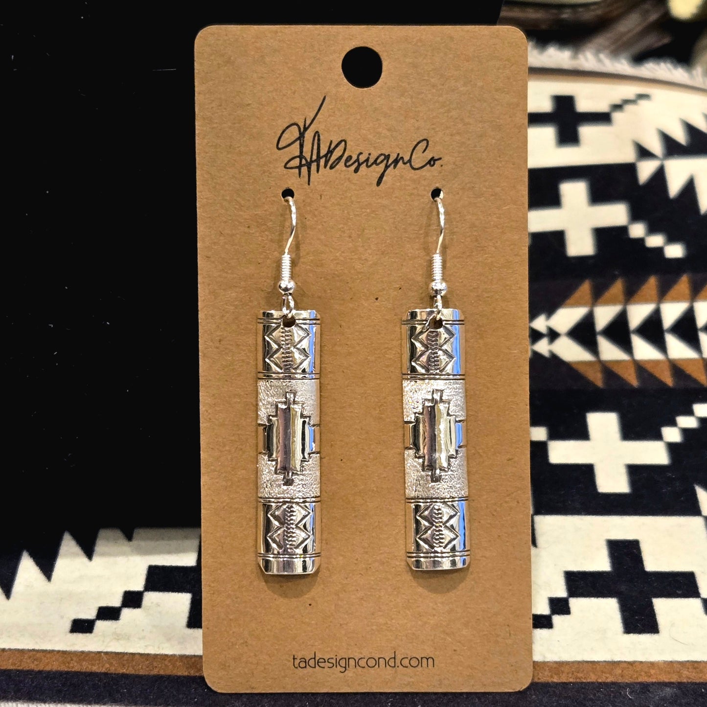 Stamped Long Dangle Earrings