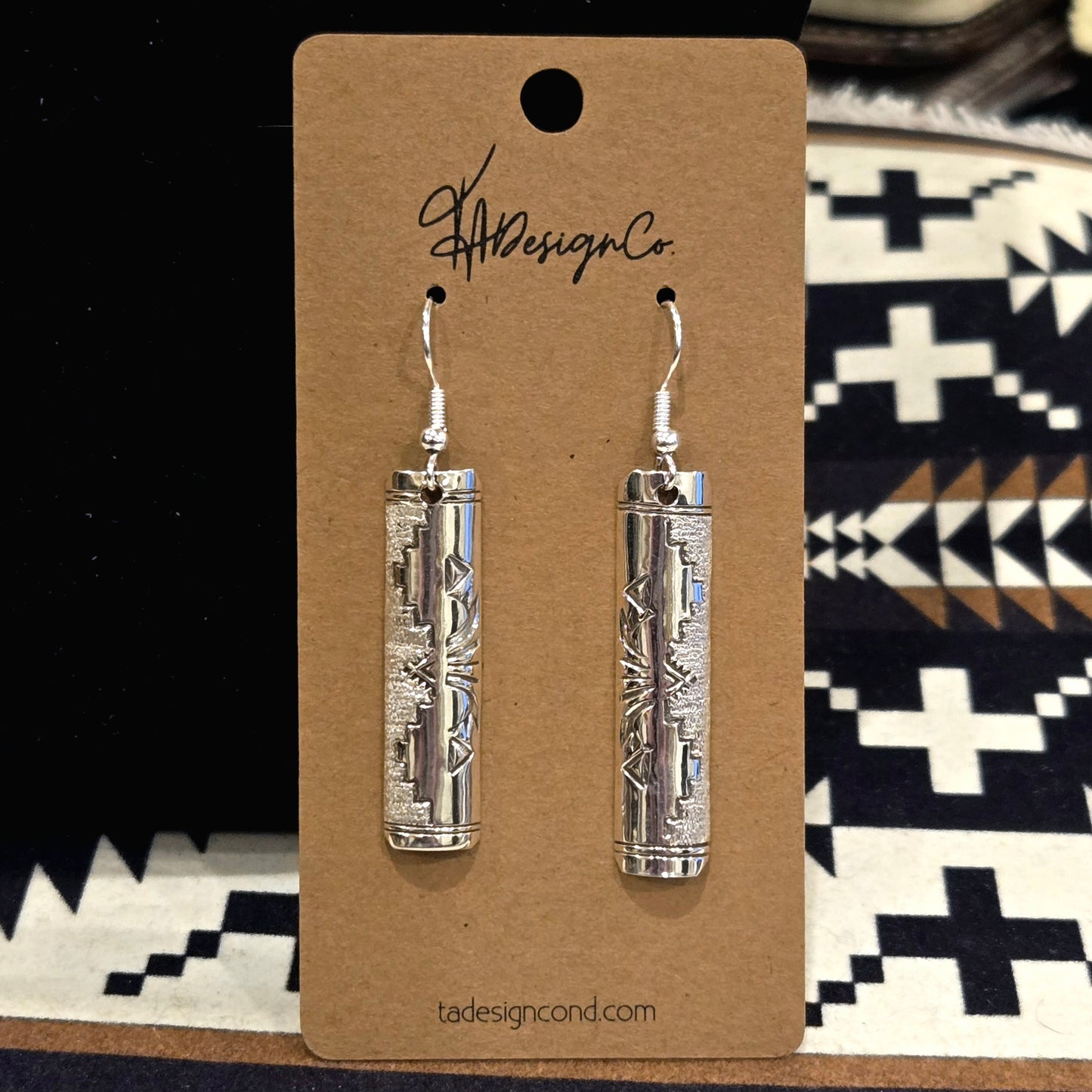 Stamped Long Dangle Earrings