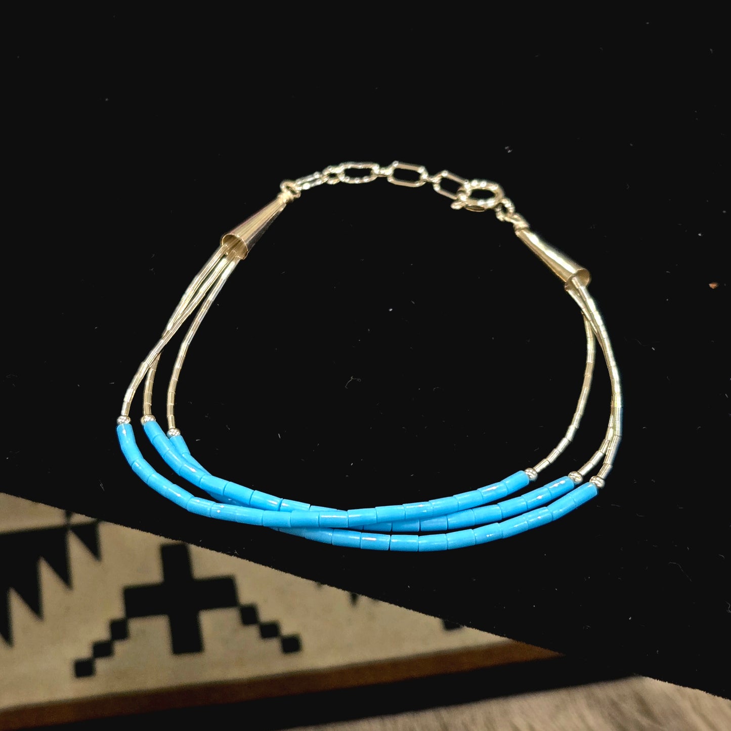 Liquid Silver & Blue Turquoise Bracelet