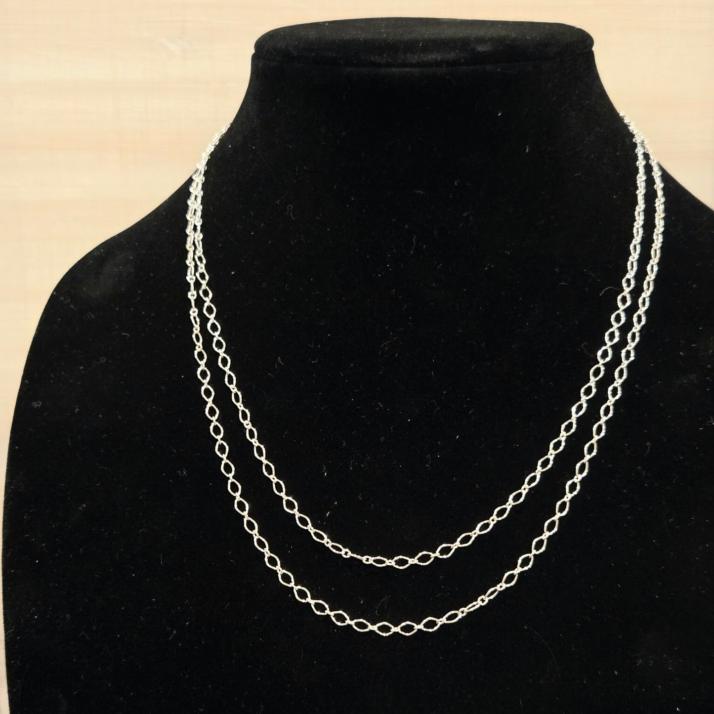 Sterling Silver Marquise Long & Short Chain