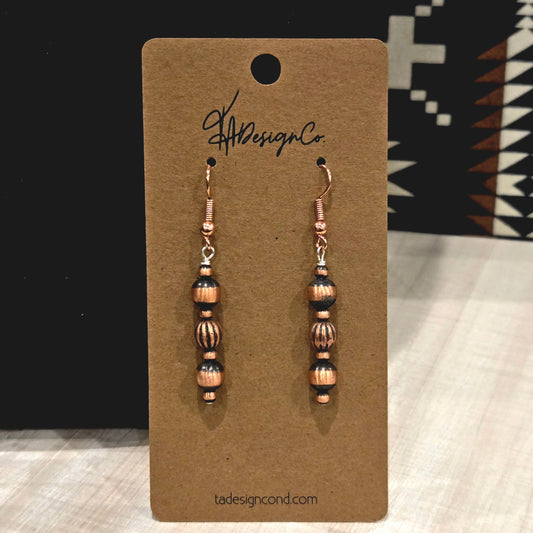 Copper Desert Pearl Corrugated Dangle Earrings