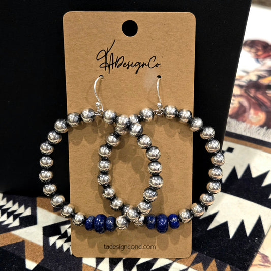 Desert Pearl & Lapis Hoops