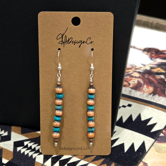 Copper Desert Pearl & Turquoise Dangle Earrings