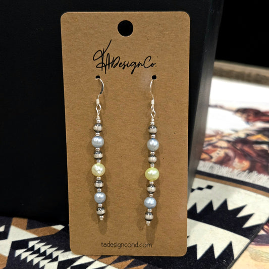 Desert Pearl & Fresh Water Pearl Dangle Earrings