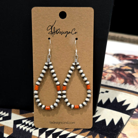 Desert Pearl & Coral Hoop Dangle Earring