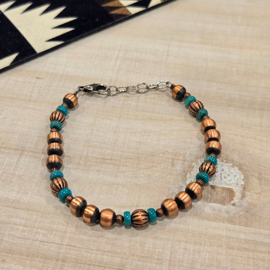 Copper Desert Pearl & Turquoise Bracelet
