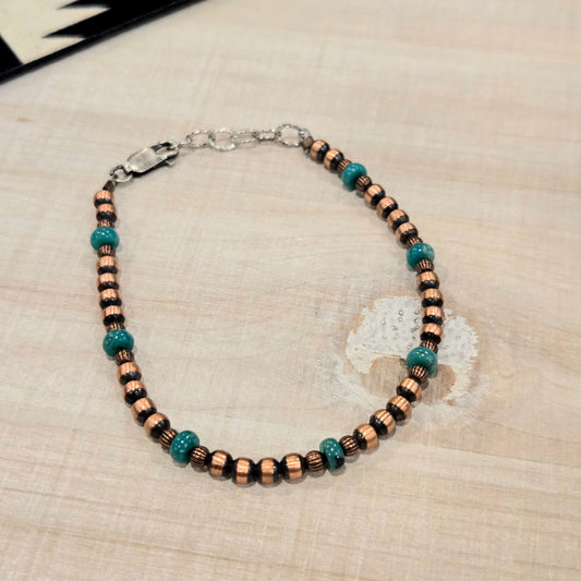Copper Desert Pearl & Turquoise Bracelet