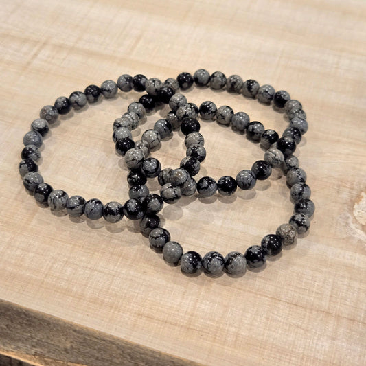 Snowflake Obsidian Stretch Bracelet