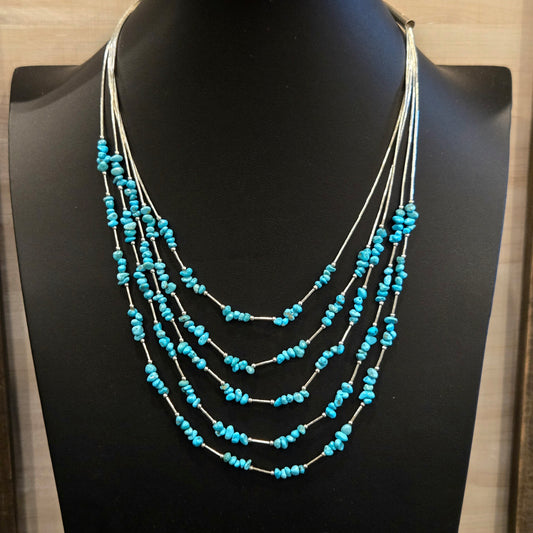 Liquid Silver & Sleeping Beauty Necklace