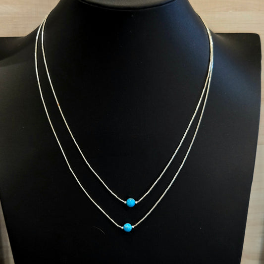 Liquid Silver & Kingman Necklace