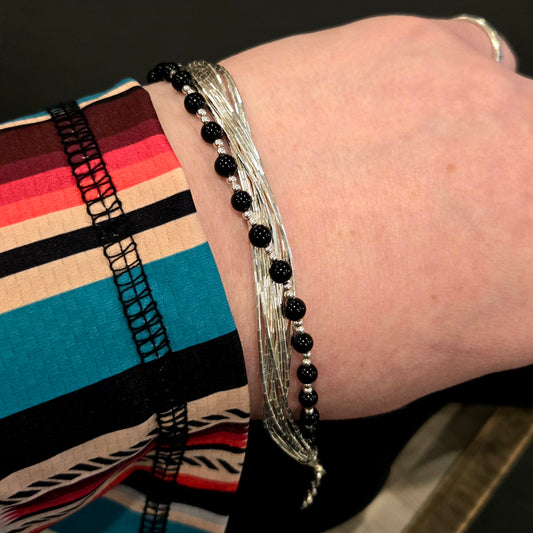 Liquid Silver & Black Onyx Bracelet