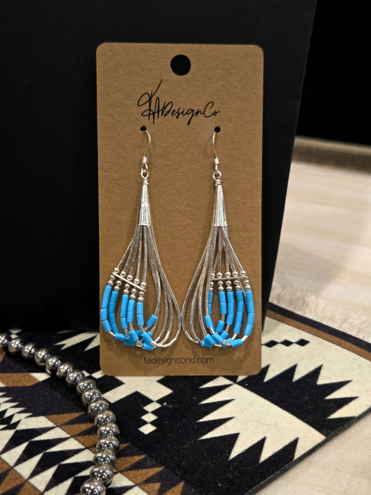 Liquid Silver & Turquoise Hoop Dangles