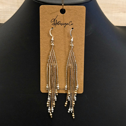 Liquid Silver & Gold Tassle Earrings