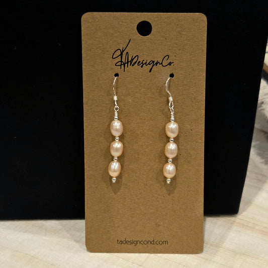 Pink Pearl Dangle Earrings