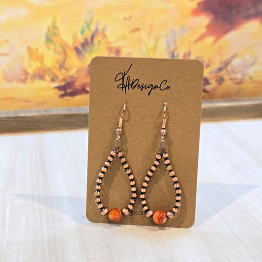 Copper and Orange Spiny Desert Pearl Hoops