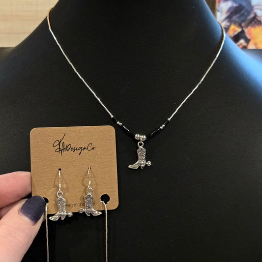 Liquid Silver & Black Onyx Cowboy Boot Set