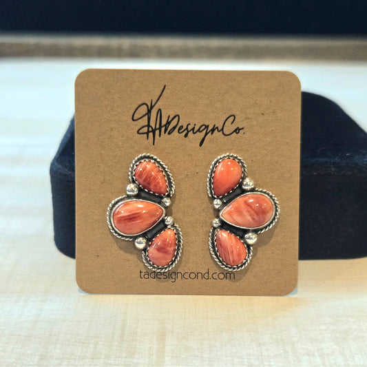 Red Spiny Half Cluster Studs