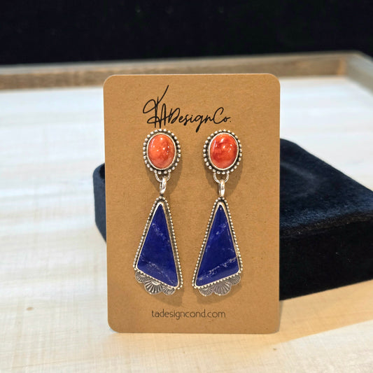 Red Spiny Lapis Earrings