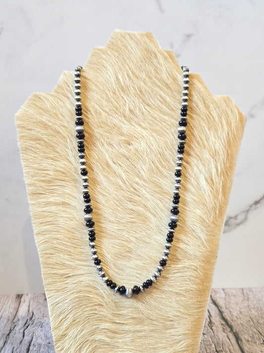 Black Onyx & Desert Pearl Necklace