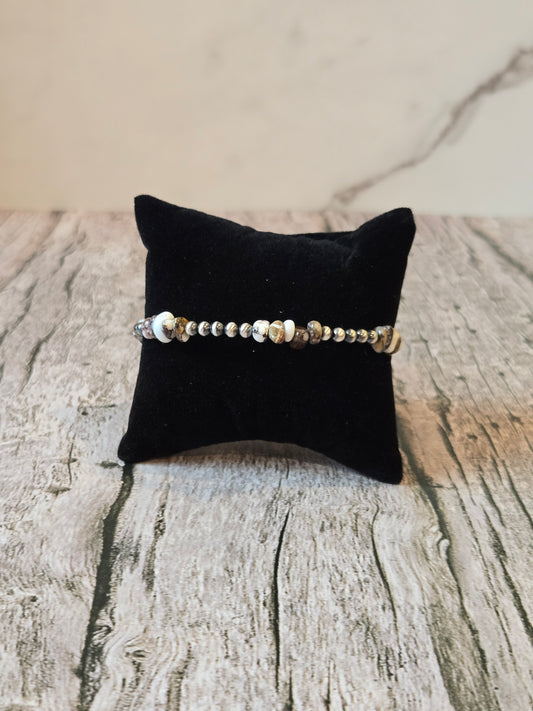 Wild Horse & Desert Pearl Memory WIre Bracelet