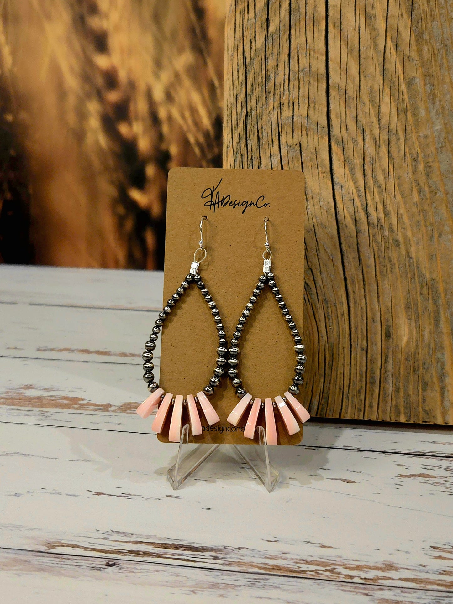 Desert Pearl and Pink Conch Shell Hoops