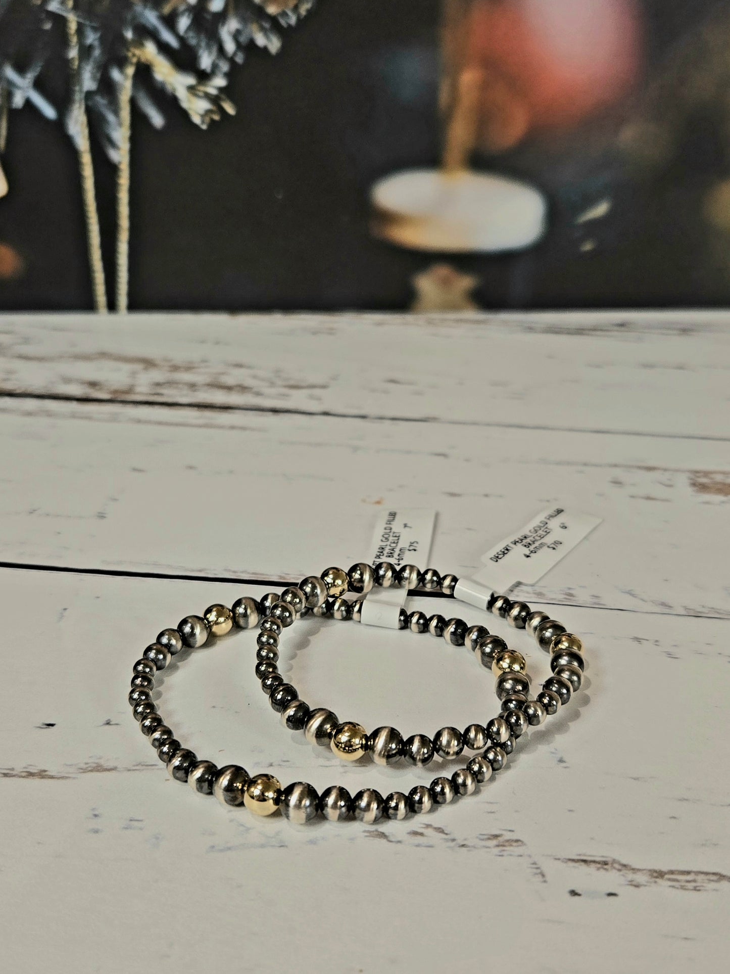 Desert Pearl & Gold Stretch Bracelet