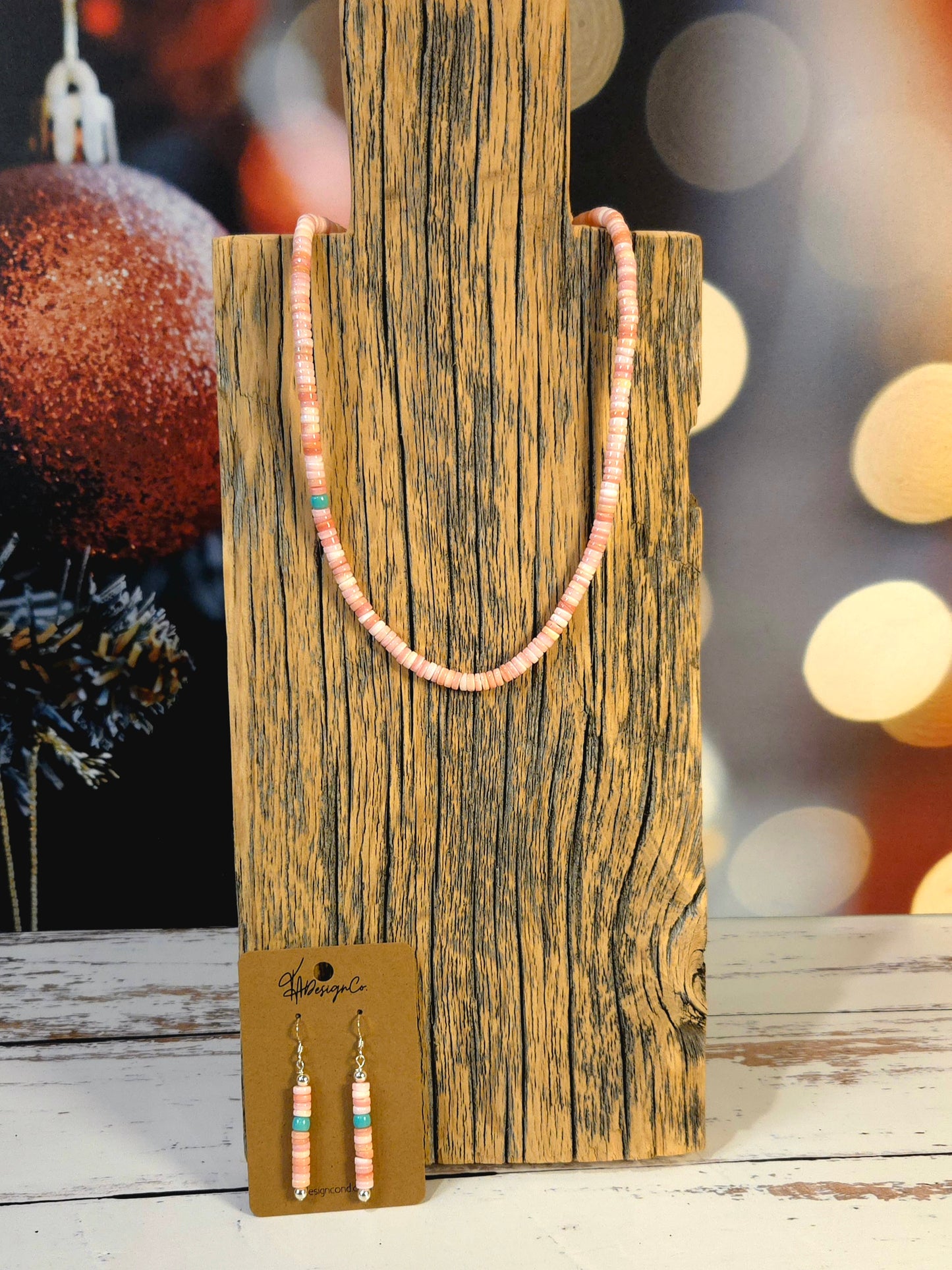 Pink Conch & Turquoise Necklace