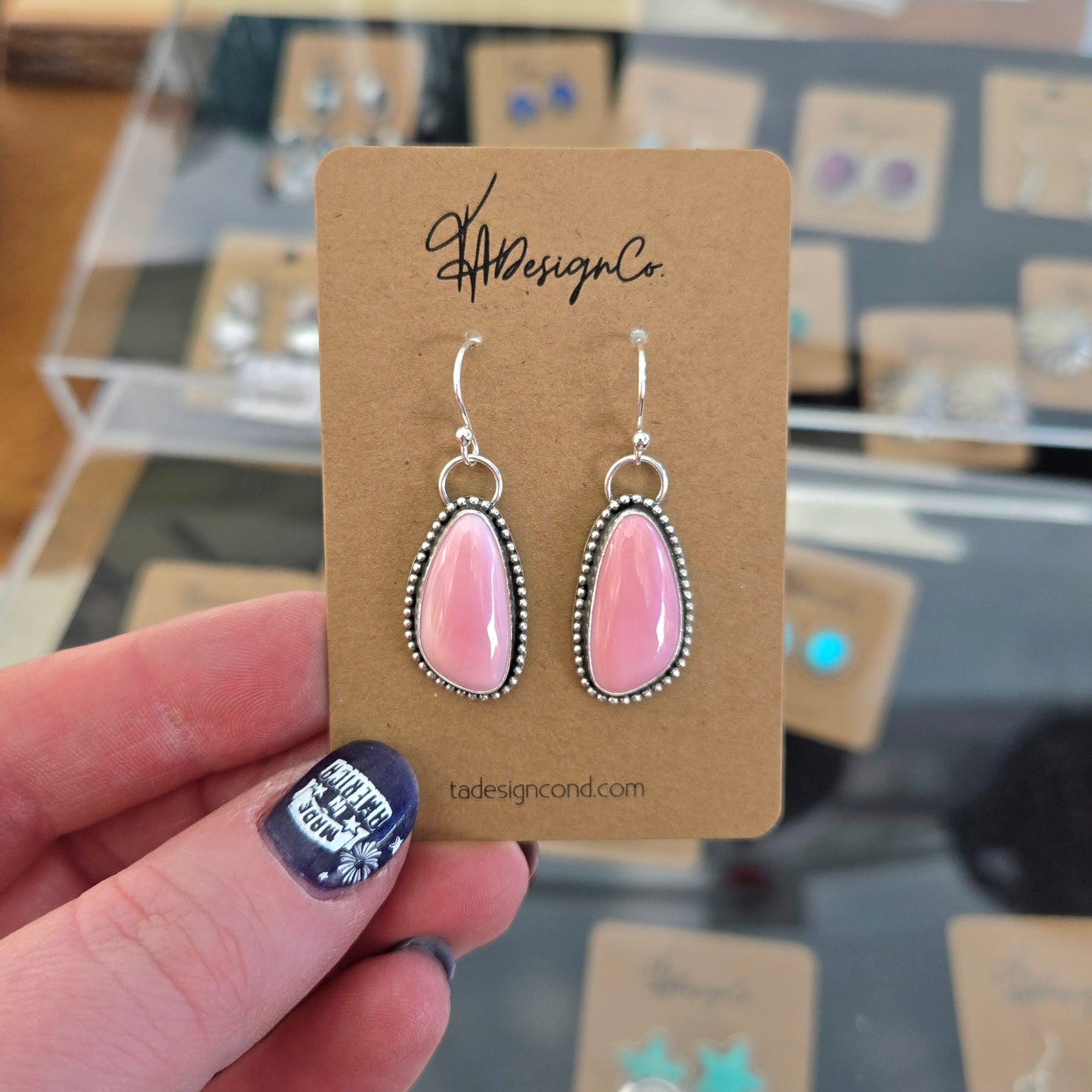 Pink Conch Dangle Earrings